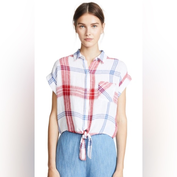 Rails Amelie button down Carmine Blue White size medium, excellent condition - Picture 1 of 8